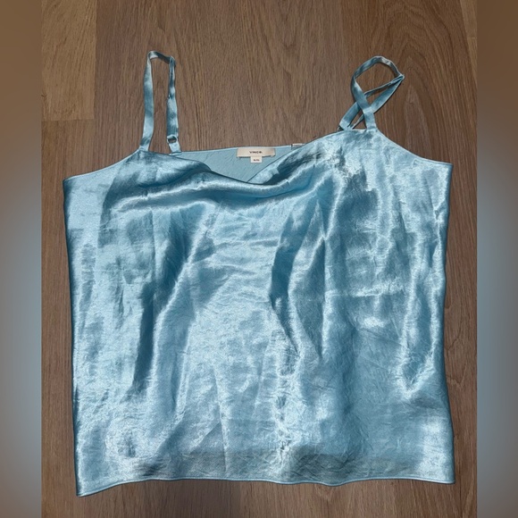 Vince Satin Cowl Neck Blue Cami Top - Size XL - Picture 1 of 5